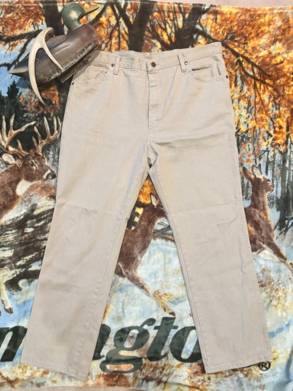 Vintage Wrangler Cowboy Cut Jeans 38x30 Tan Denim Western Ranch Workwear 936